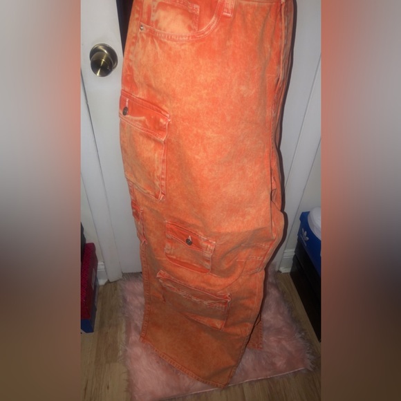 Orange plus size women’s cargo jeans. New with tags. - Picture 2 of 7